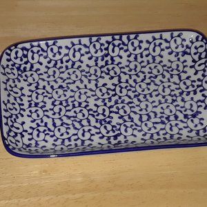 Pier 1 Imports Blue White Porcelain Tray Dish 8-5"